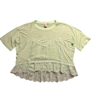 Dolan Left Coast Collection Mint Green Mesh Lace Ruffle Crop Top Small